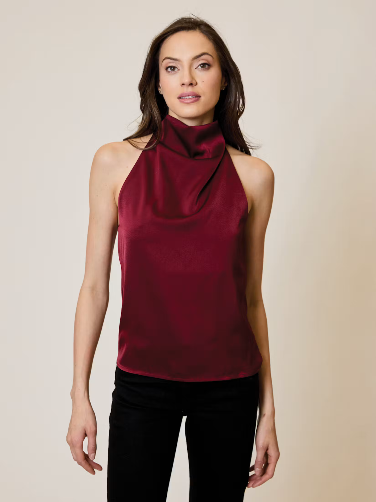 Satin Cowl Neck Top-Design History-OTS0612023