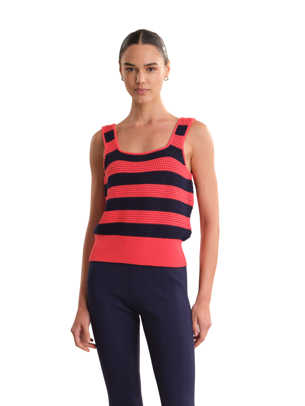 Saylor Square Neck Banded Bottom Tank_525 America_110047397