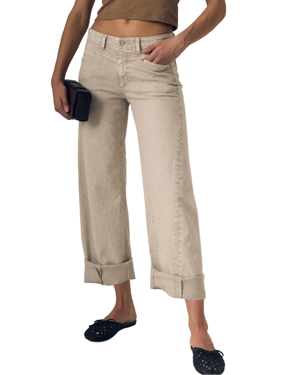 Selena Crop Cuffed- Mid Rise Jeans_Le Jean_W446-221-3921