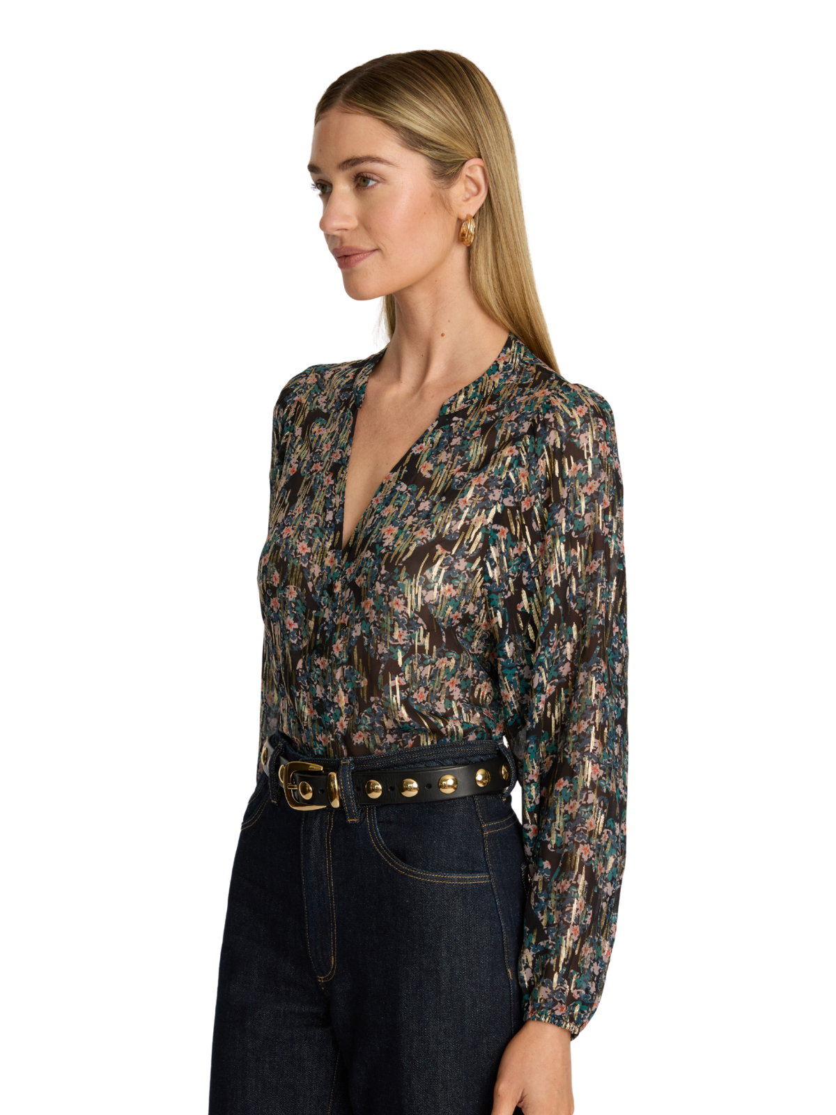 Selene Top In Floral Burnout Lurex Chiffon_Caballero_CA2482