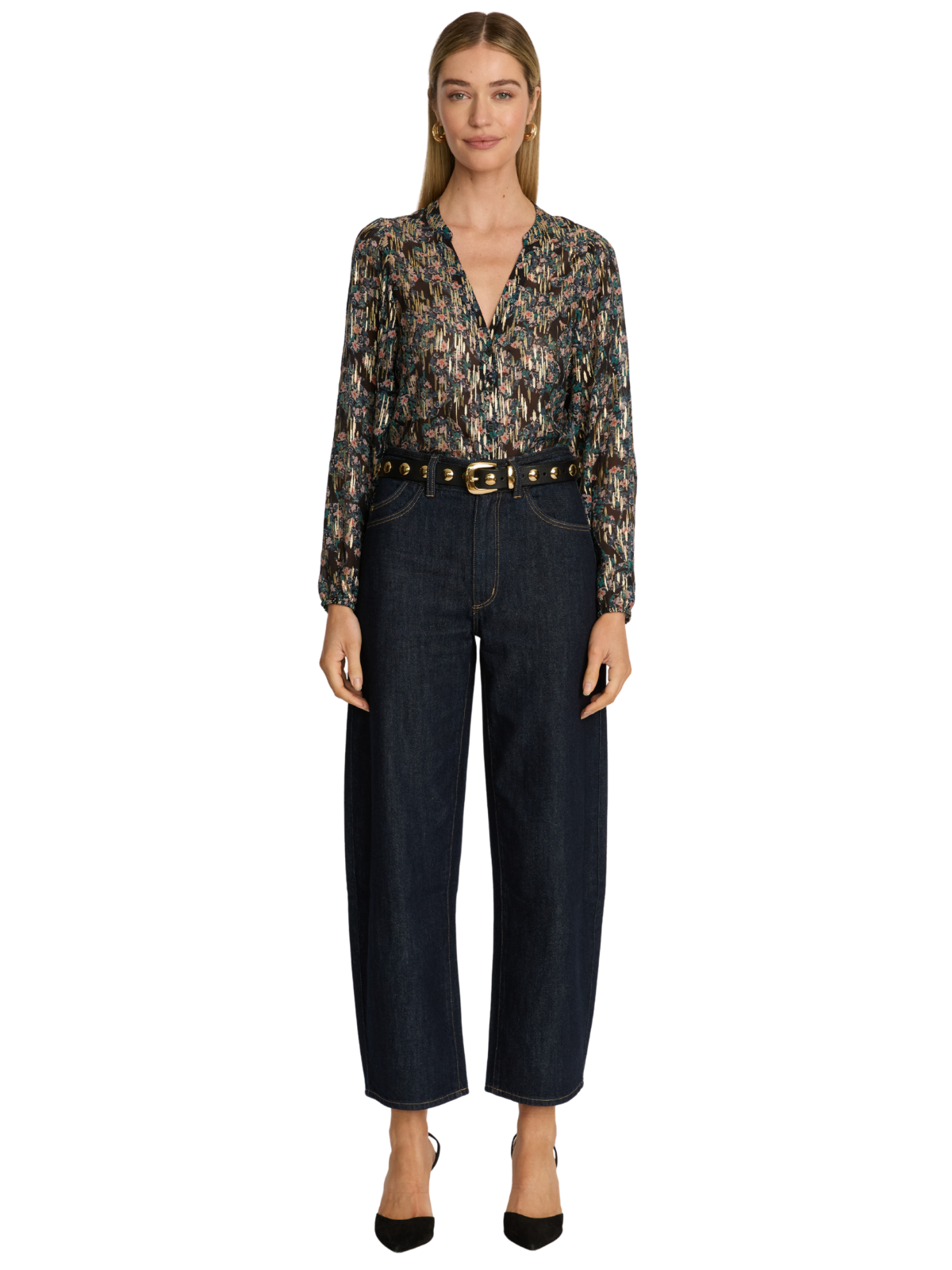 Selene Top In Floral Burnout Lurex Chiffon_Caballero_CA2482