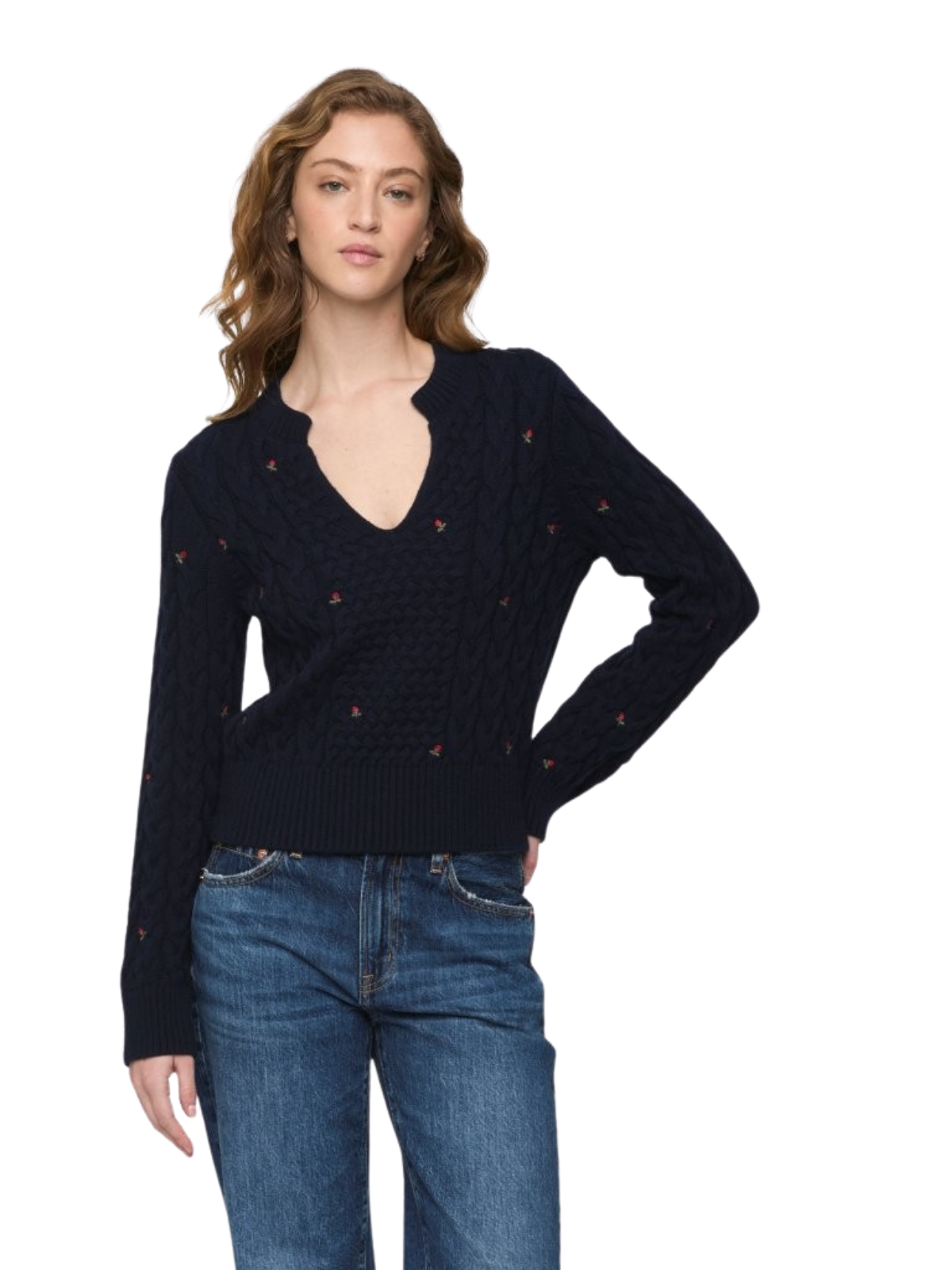 Shana Long Sleeve Embroidered Sweater_Pistola_P00061030-OZ