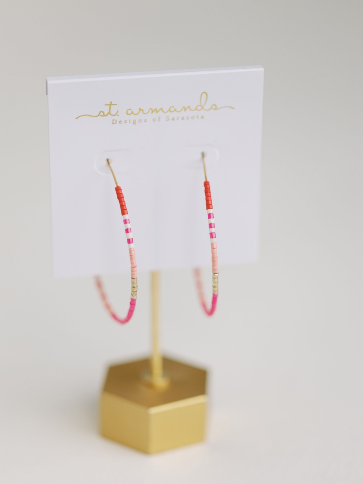 Skinny Pink Beaded Hoop Earrings_St Armands Designs of Sarasota_SAD217