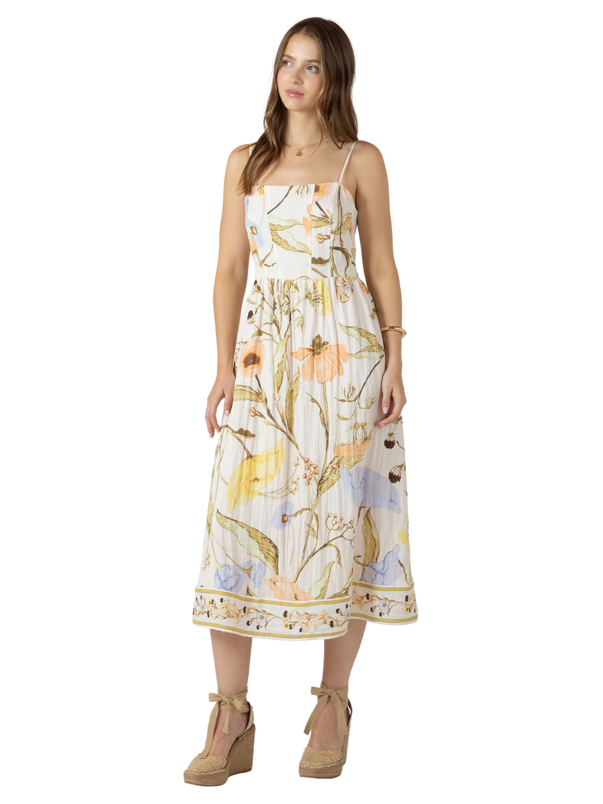 Smocked Detail Floral Print Midi Dress_Dex_2722515