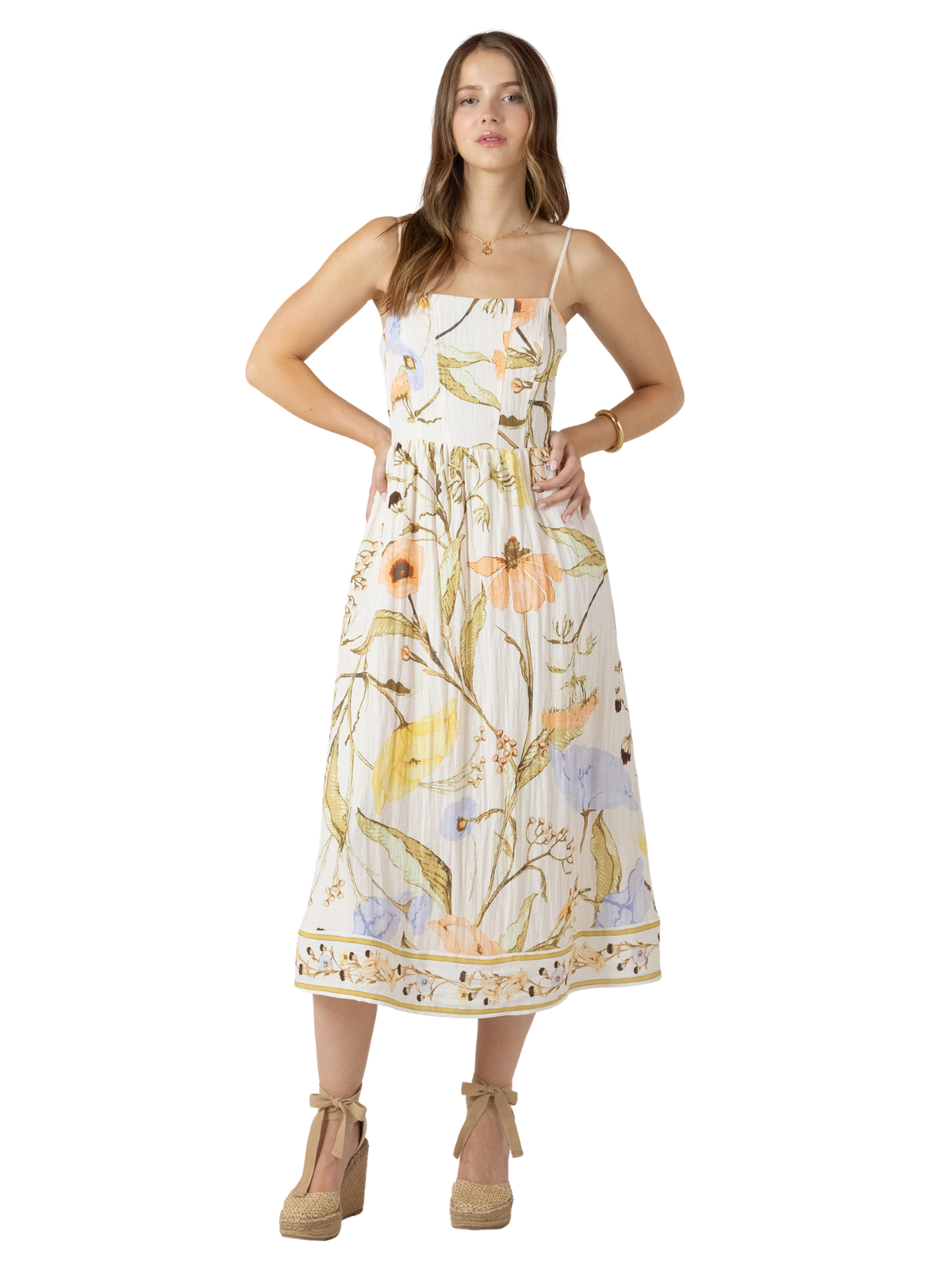 Smocked Detail Floral Print Midi Dress_Dex_2722515