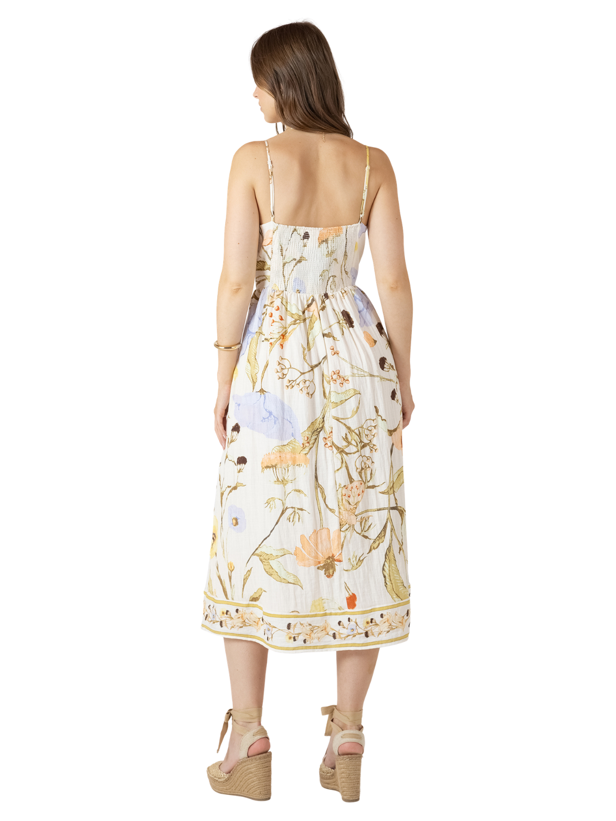 Smocked Detail Floral Print Midi Dress_Dex_2722515