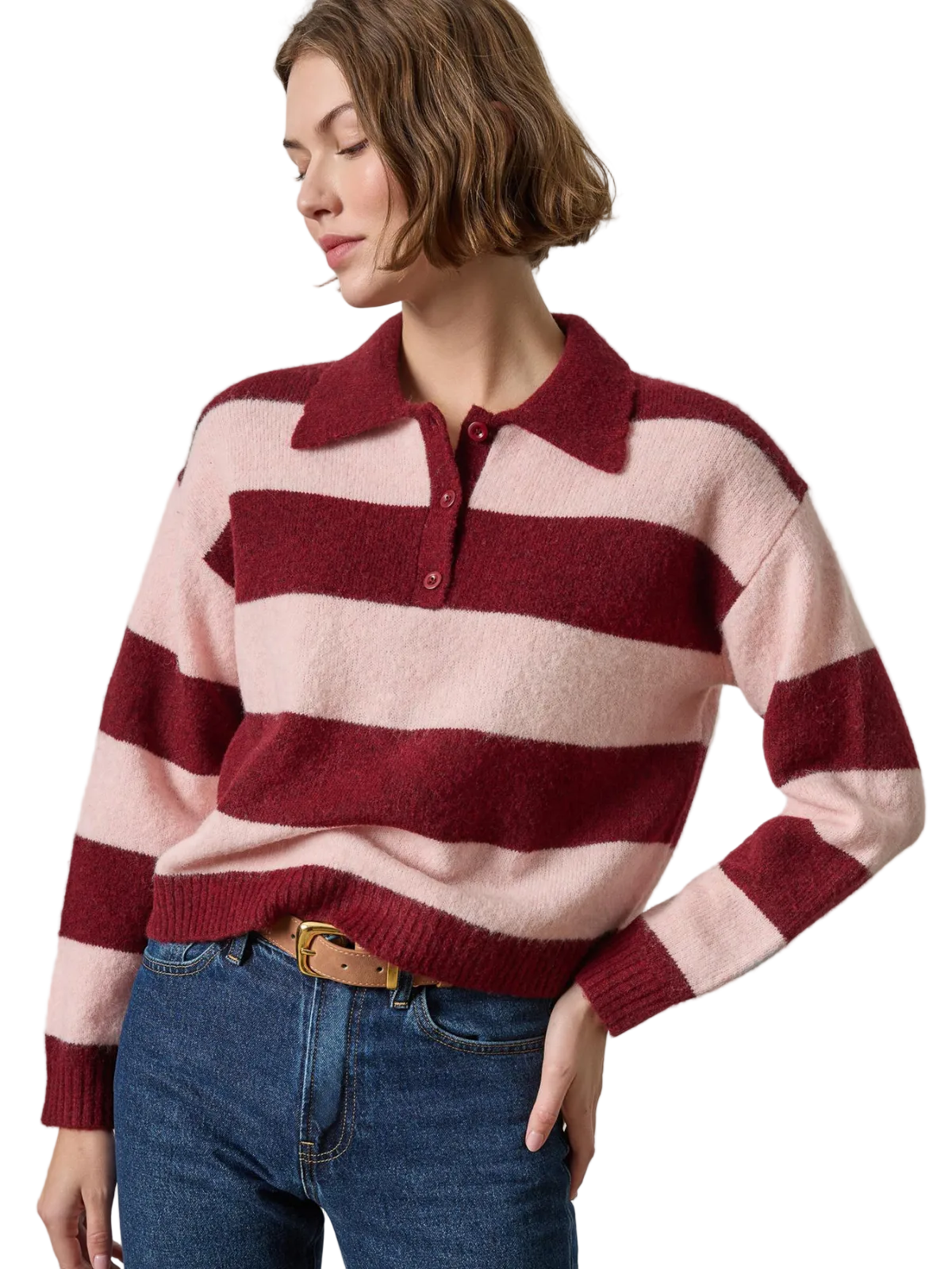 Striped Polo Sweater_Lilla P_PA3604