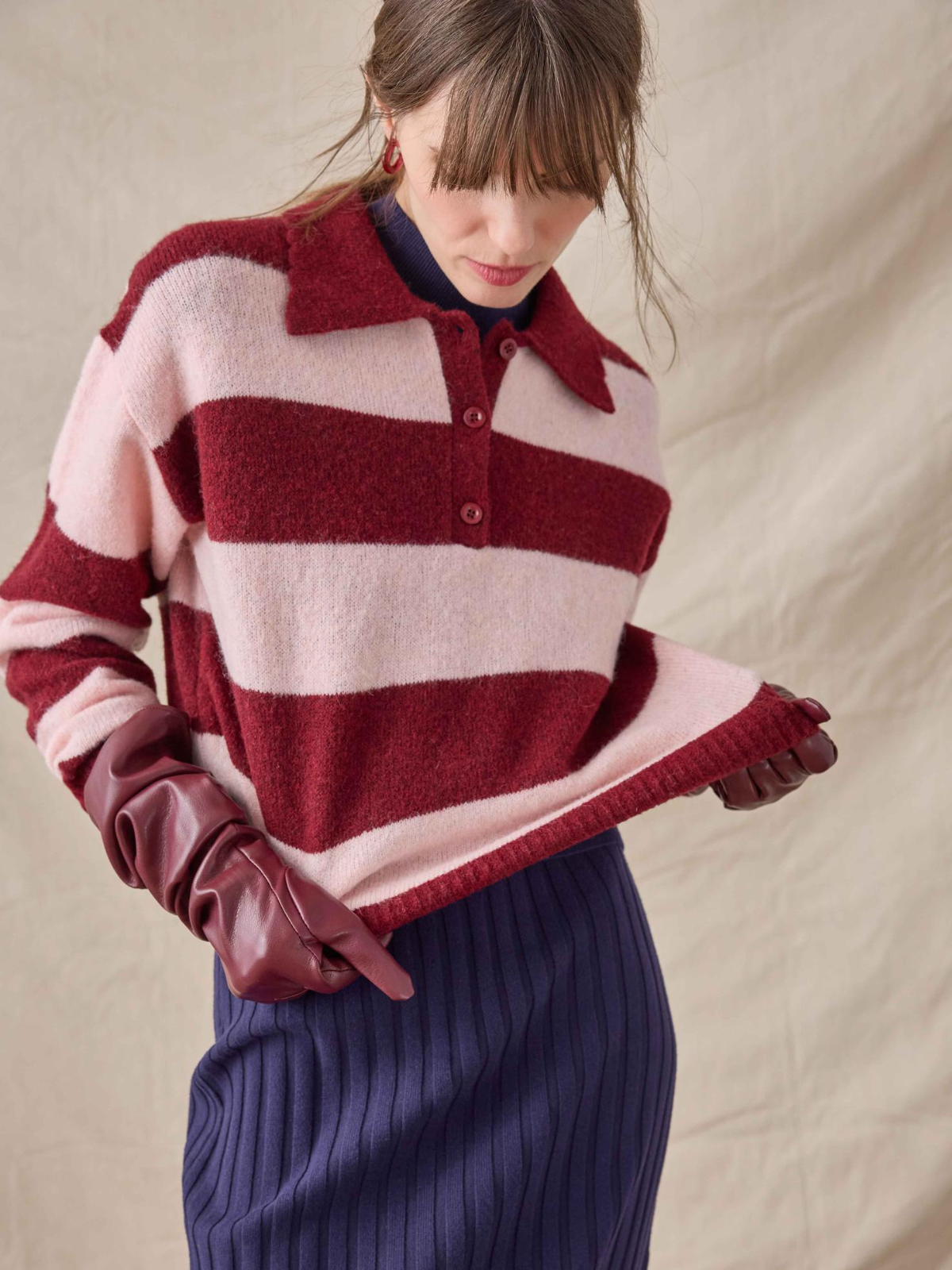 Striped Polo Sweater_Lilla P_PA3604