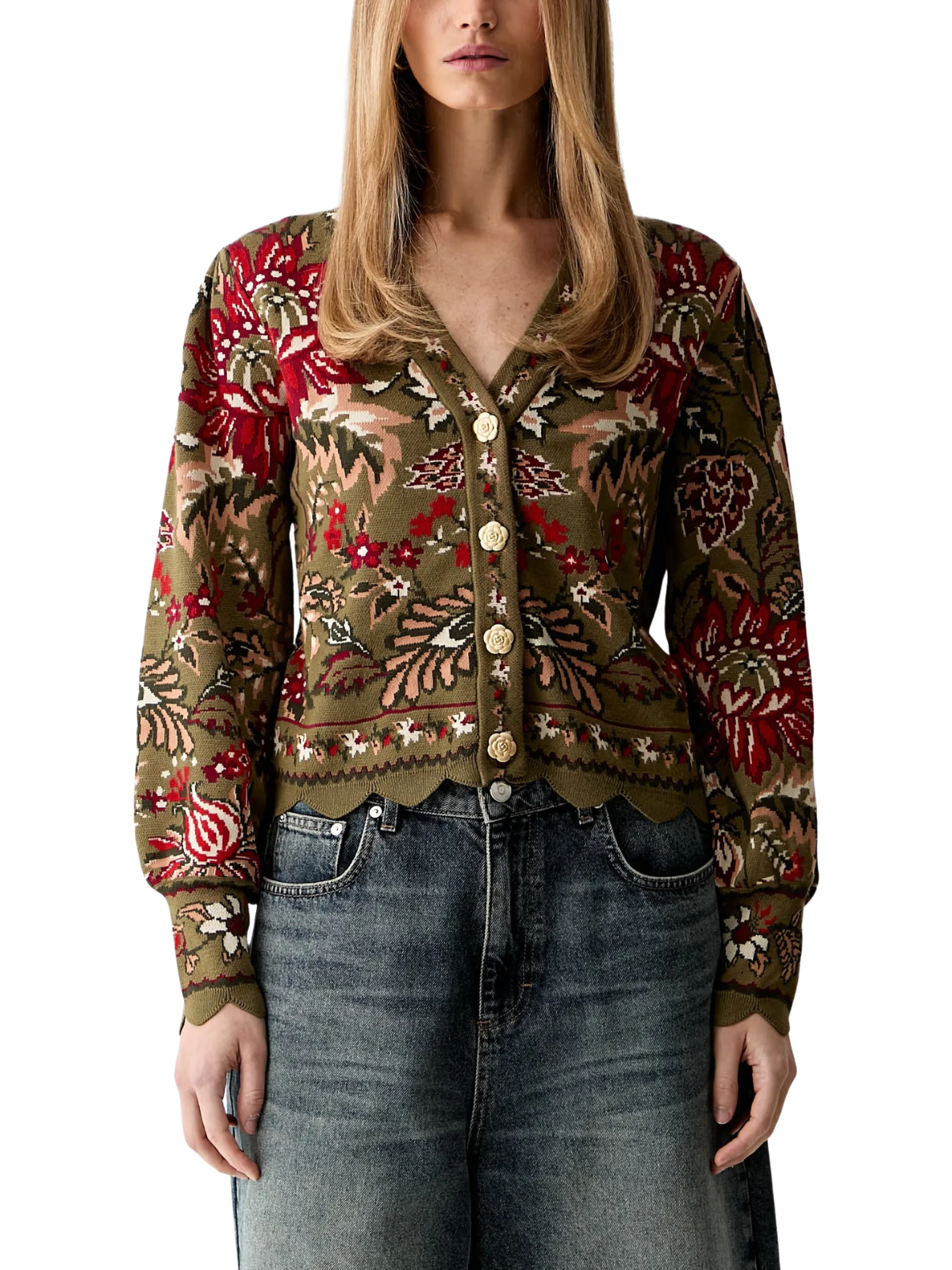 Ligia Floral Moss Cardigan