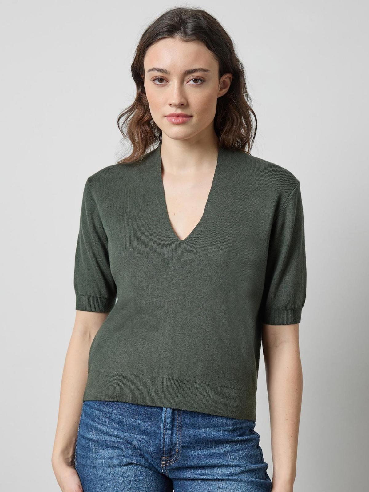 V-Neck Elbow Sleeve Sweater_Lillap_PA3496-BSM
