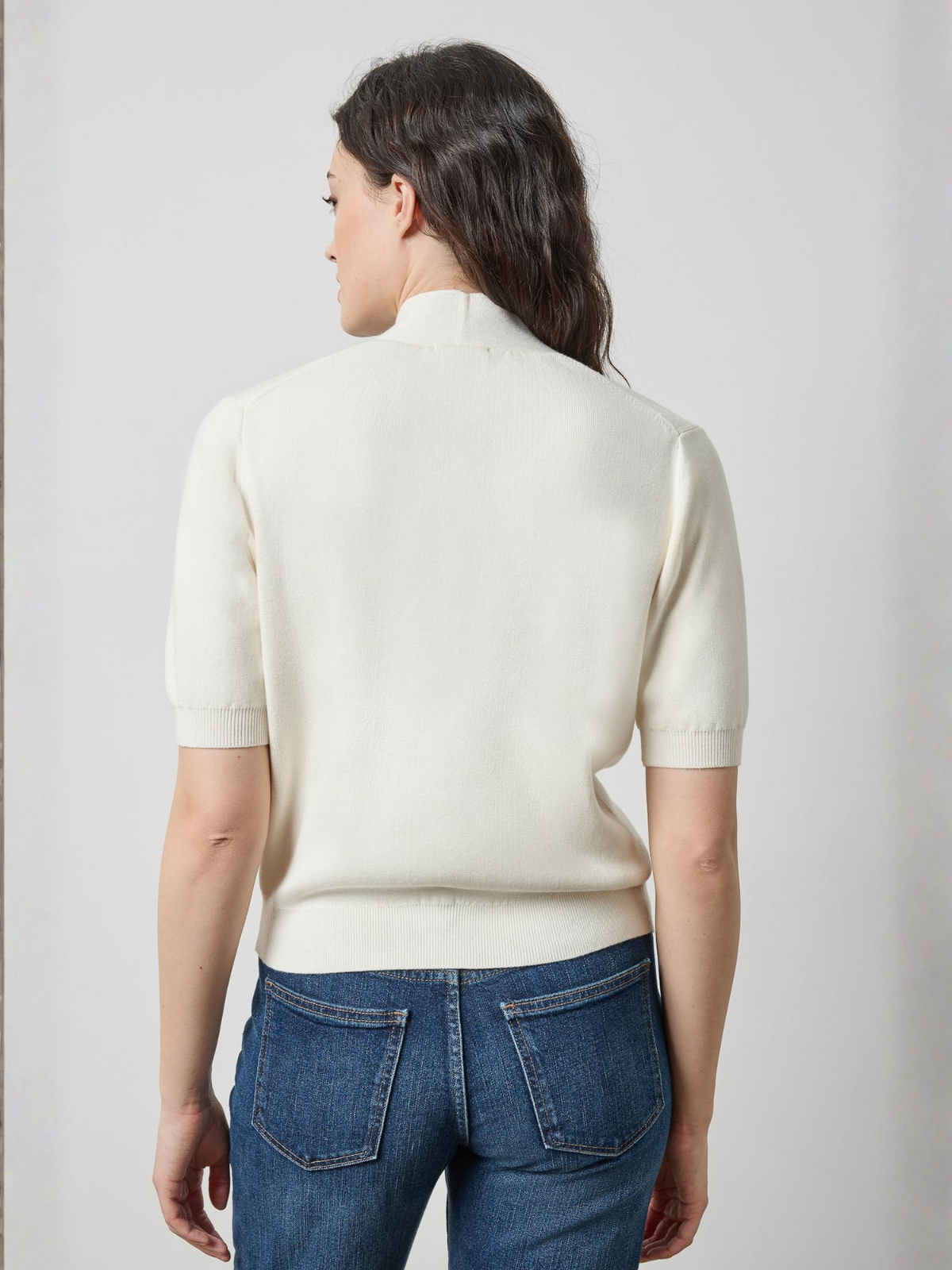 V-Neck Elbow Sleeve Sweater_Lillap_PA3496-IVRY