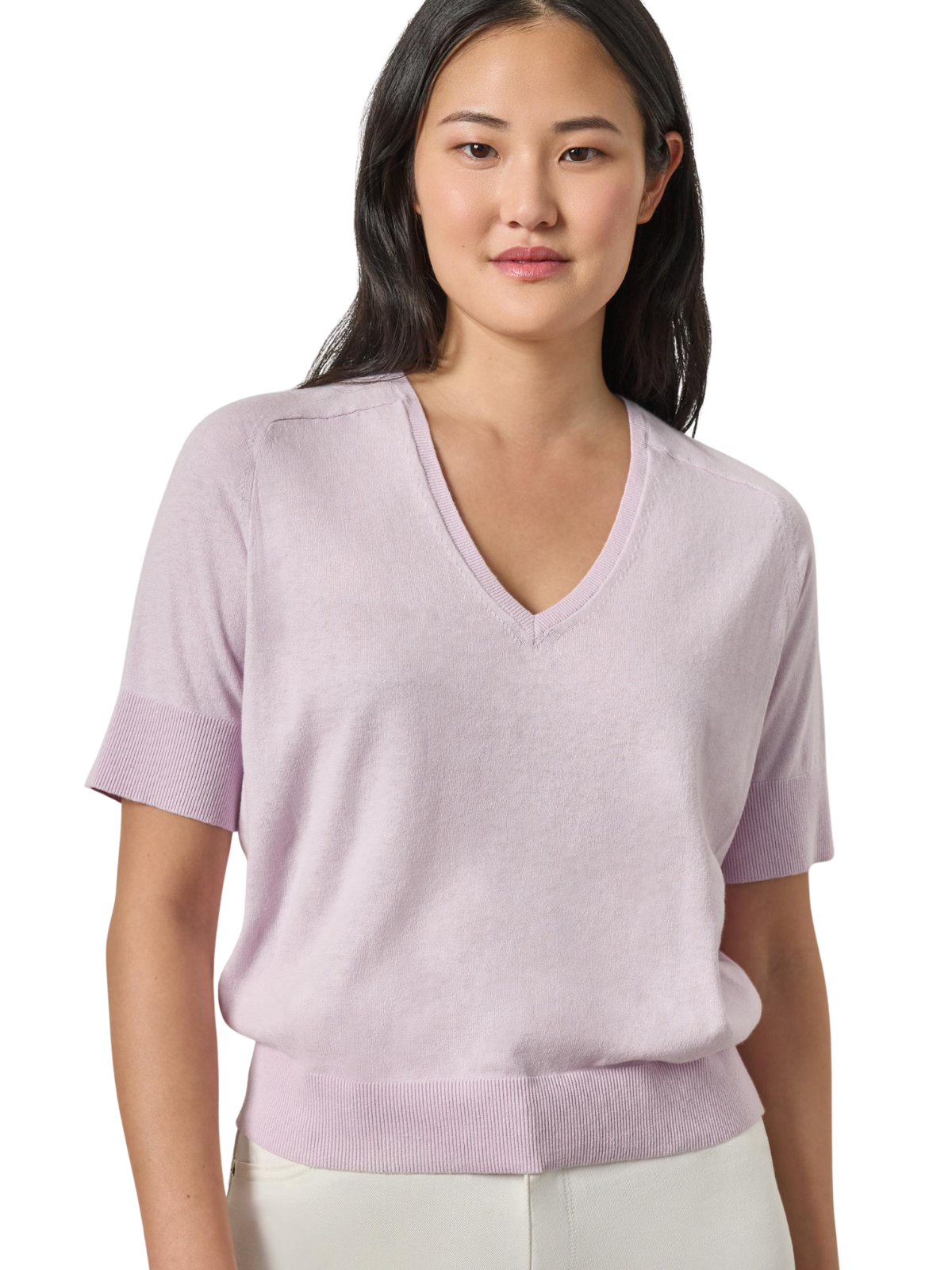 V-Neck Saddle Sleeve Sweater_Lilla P_PA3287