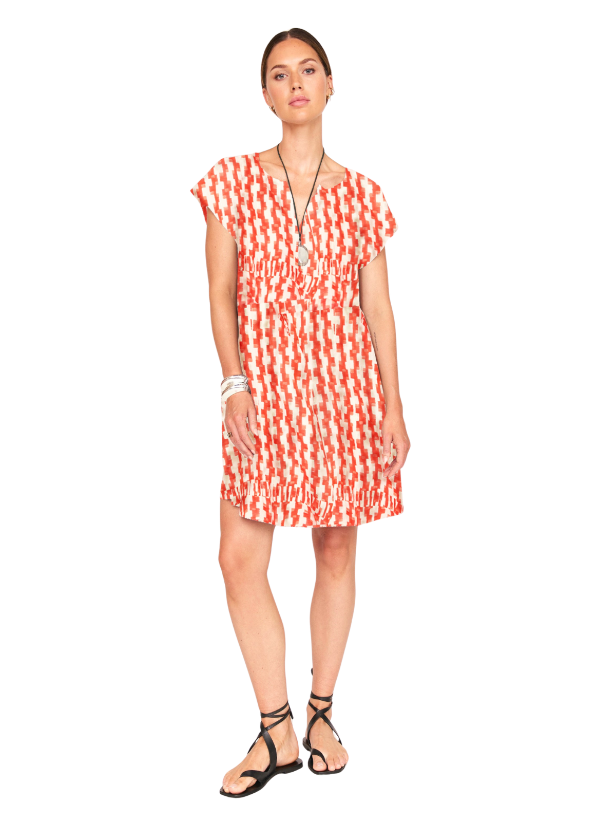 Vienna Short Dress In Cherry Hopscotch_Mirth_3853323A