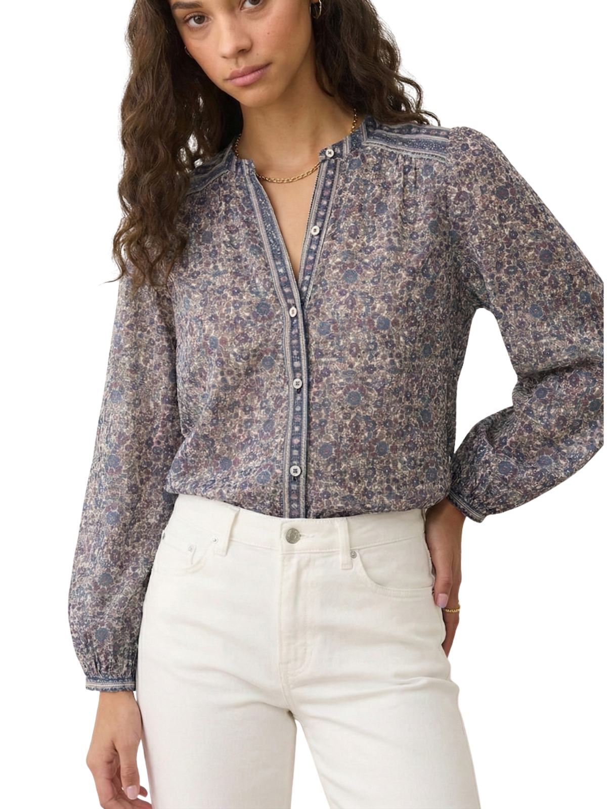 Vivian Button Through Blouse_Marine Layer_3260204141889-BLF