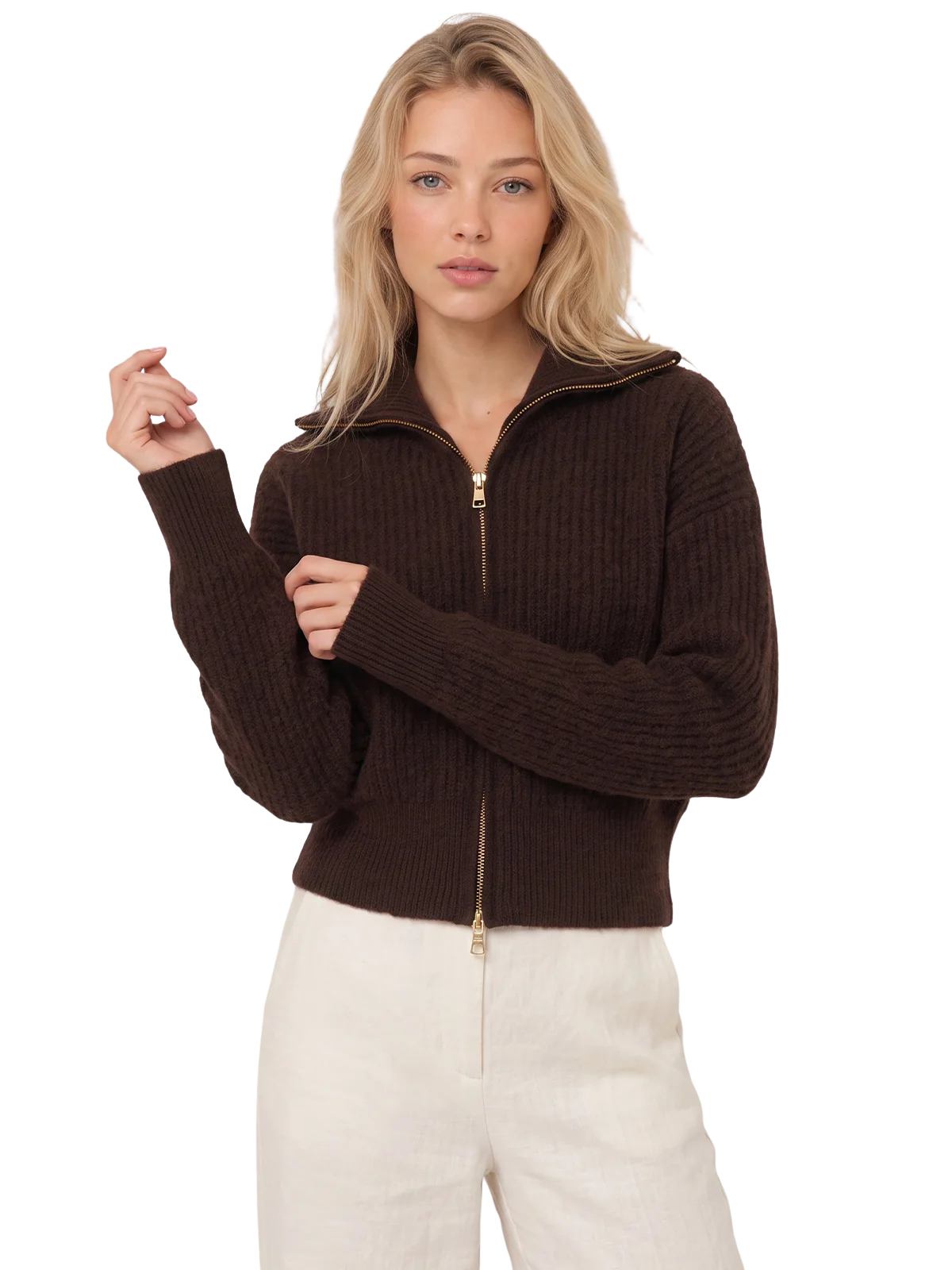WESLEY CROPPED ZIP FUZZY JACKET_525 America_110051520 