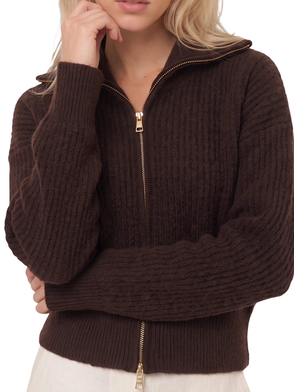 WESLEY CROPPED ZIP FUZZY JACKET_525 America_110051520 