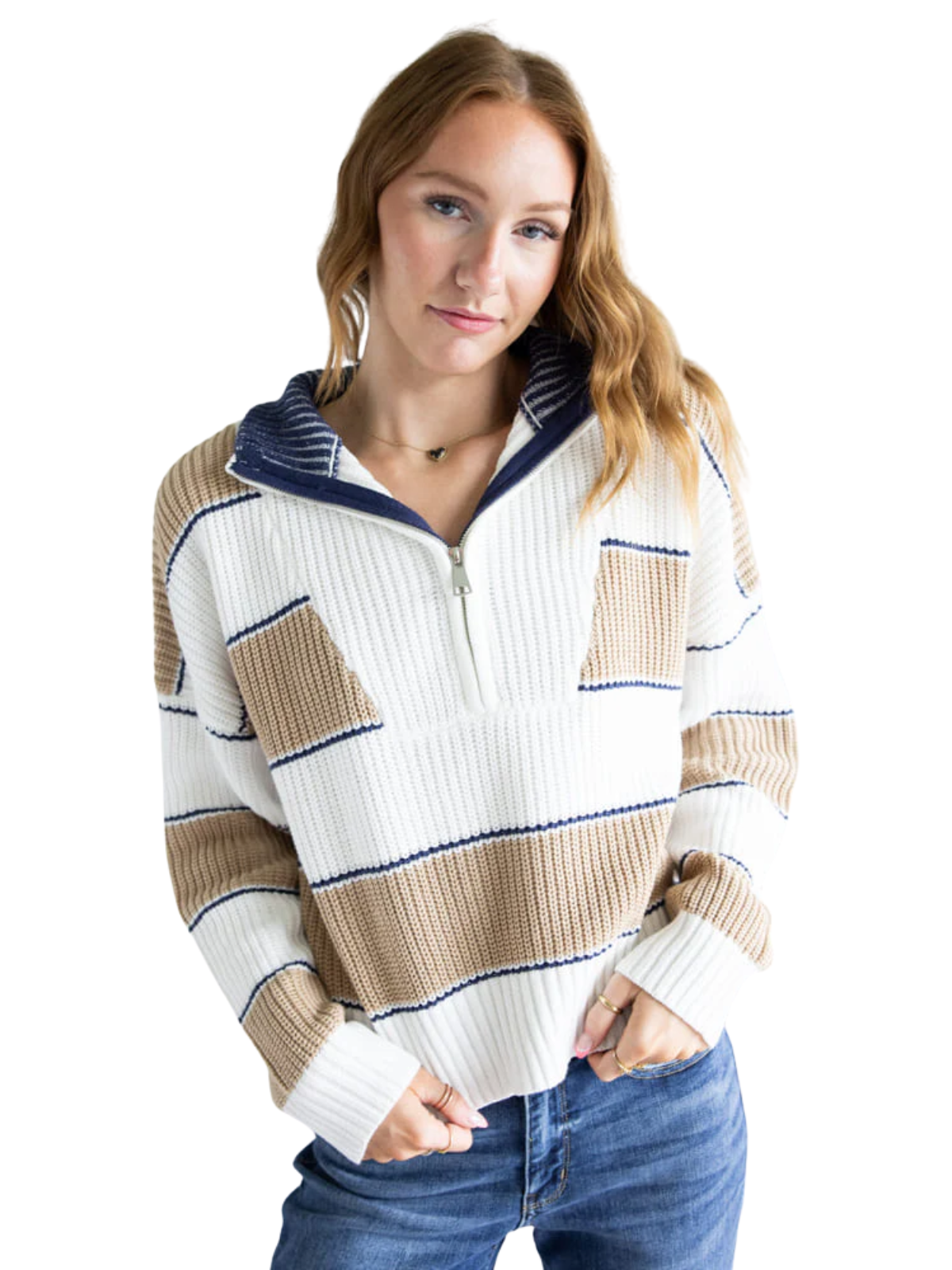 Stripe Zip Sweater