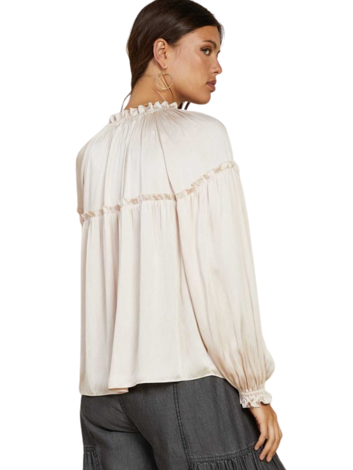 Ruffled Split Neck Blouse