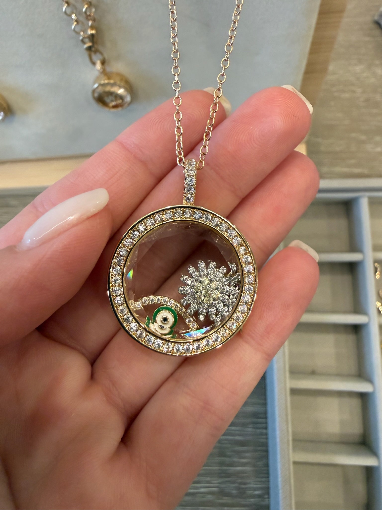 Personalized Floating Charm Necklace (Large)