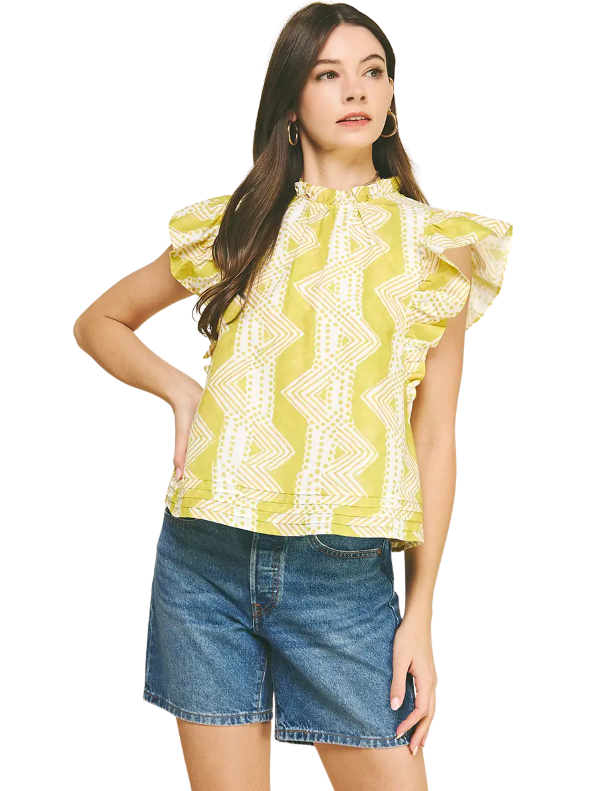 Retro Ruffle Sleeve Top