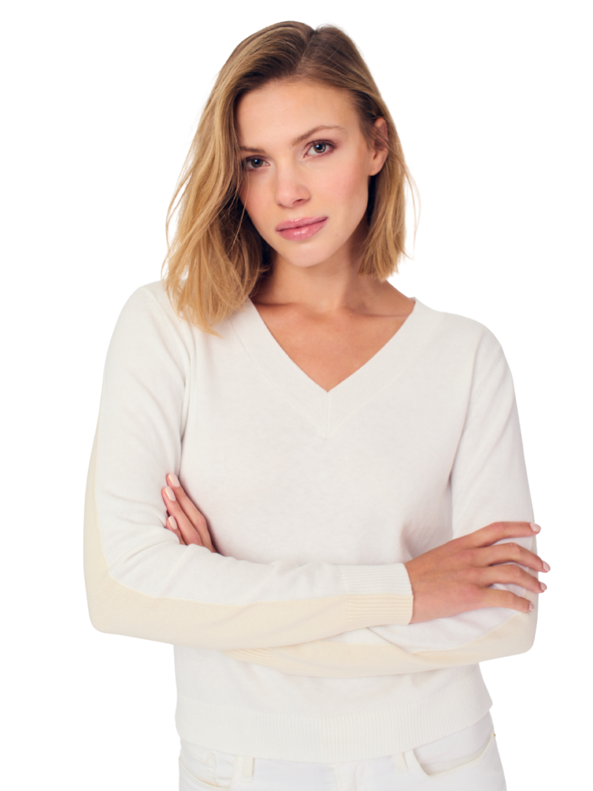 Two-Tone V-Neck Sweater