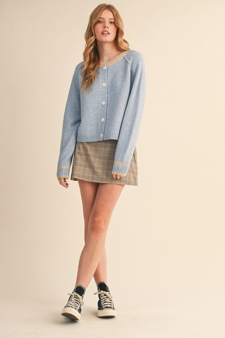 Two Tone Sweater Cardigan
