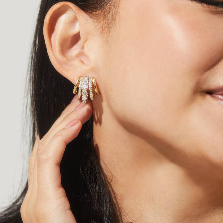 Cleo J Hoop Cz Huggie Earrings