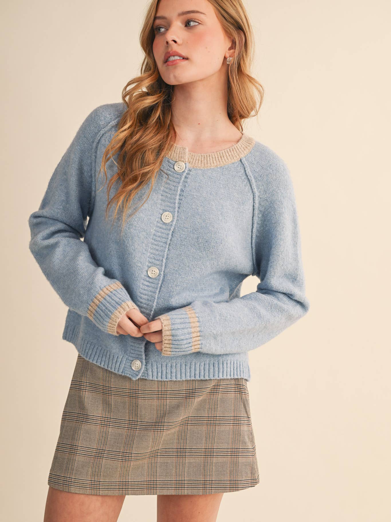 Two Tone Sweater Cardigan