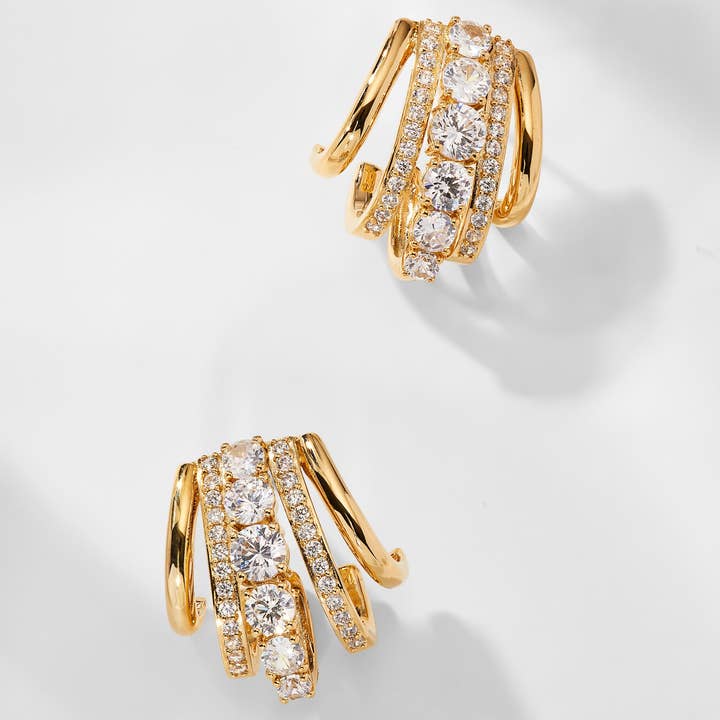 Cleo J Hoop Cz Huggie Earrings