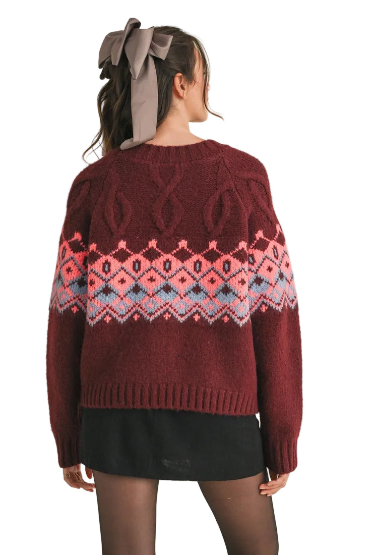 Cable Knit Fair Isle Sweater